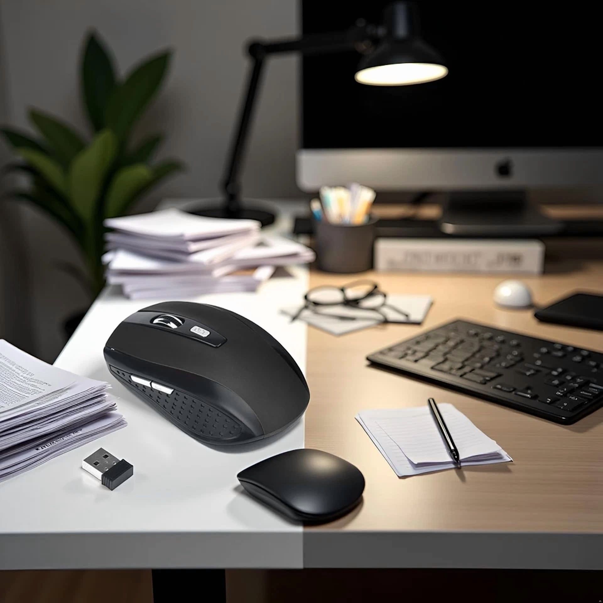 BUTTERFLY- Black Wireless Mouse 2.4G Laptop Mouse Gaming With Usb Receiver, Cordless