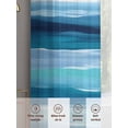thumbnail image 6 of Abstract Ocean Sheer Curtains 63 Inch Long 2 Panels, Watercolor Ombre Wave Stripe Blue Theme Light Filtering Rod Pocket Curtains, Sheer Voile Drapes for Living Room Bedroom, 52"x63", 6 of 8