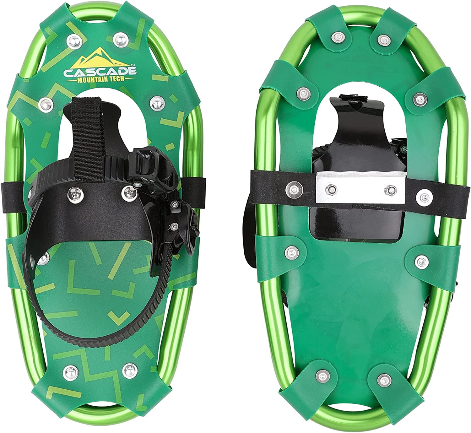 Cascade Mountain Tech Lightweight Aluminum Frame Kid's Snowshoes Size 14 with Ratchet Bindings