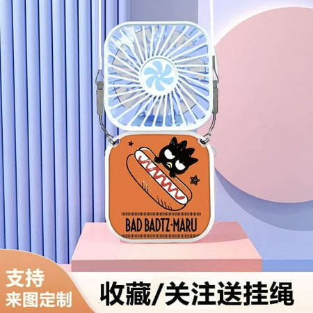 

Kawaii Sanrio Cinnamoroll Kuromi Bad Badtz Maru Handheld Usb Fold Mini Portable Halter Neck Small Fan Anime Figure Festival Gift