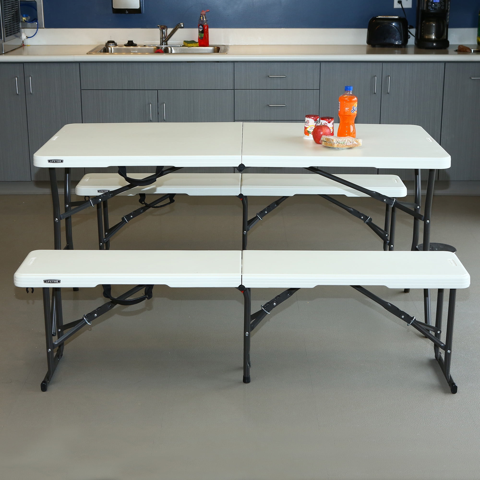 Lifetime 5 Foot Table And Bench Combo Light Commercial 80502