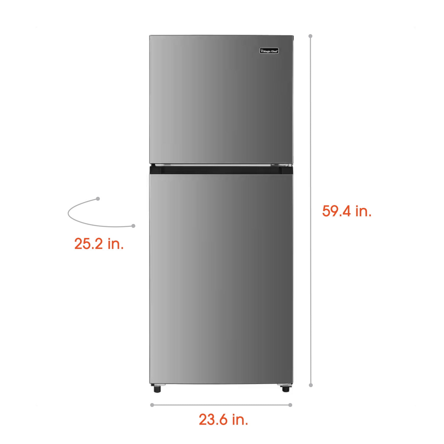 Magic Chef 10.1-cu. ft. Refrigerator with Top Freezer in Platinum Steel