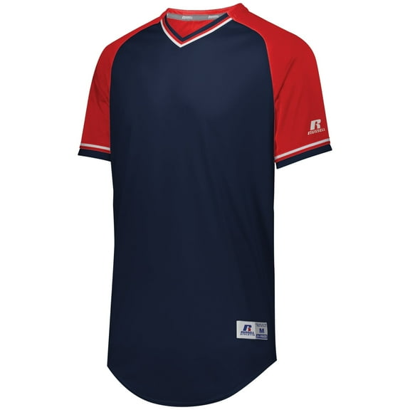 YOUTH CLASSIC V-NECK JERSEY - S / NAVY/TRUE RED/WHITE by RUSSELL