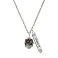 thumbnail image 1 of Delight Jewelry Silvertone Diagonal Banded Barrel with Yellow Crystals Spinner Silvertone Family Bar Charm Necklace, 23", 1 of 4
