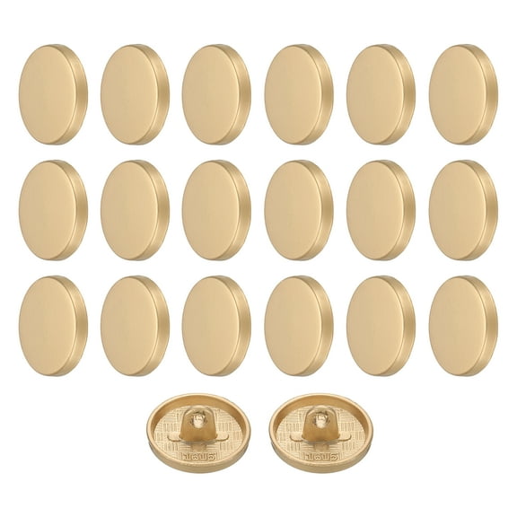 20pcs 24L Metal Round Flat Sewing Buttons 15mm Alloy Shank Craft Replacement Button for Men Women Suit Woolen Coat Shirt Trousers Sewing Crafts, Matt Gold