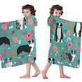thumbnail image 4 of Australian Shepherd Dog and Flower Hooded Bath Towel，60"x35" for Ages 3 To 12 Kids, Quick Dry Lightweight Soft Microfiber Hood Beach Towel Cover Up for Kids, 4 of 7