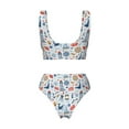 thumbnail image 6 of Rocae Watercolor Nautical for Bikini Set for Women Two Piece Sexy High Swimsuits Split Crossover Bikini Small, 6 of 9