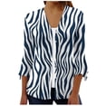 thumbnail image 2 of ALLLIST Womens Tops Clearance Under $10 Blue V-Neck 3/4 Sleeve Slim Floral T-Shirts Casual Blouses for Women XXL, 2 of 5