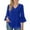Blue, variant on Women Glitter Mesh V Neck Chiffon Blouse Double Ruffle 3/4 Flared Sleeve Loose Fit Sparkly Tunic Top Dressy Casual Shirts Red M