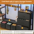 thumbnail image 6 of Loft Bed Twin Size with Desk and Charging Station and LED Lights, Metal Twin Loft Bed with 6 Storage Drawers & Large Pegboard & Coat Rack, Safety Guardrail and Ladder, Black, 6 of 12
