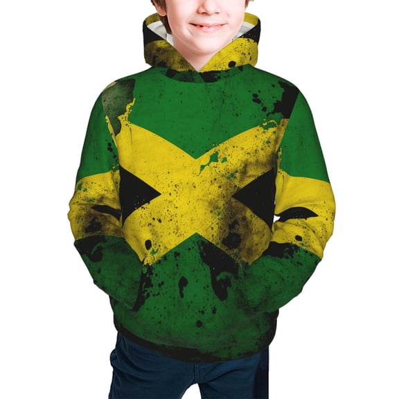 Youth Hoodies Sweashirts Kids Hooded Sweatshirt, Jamaican Flag Vintage