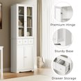 thumbnail image 3 of KOSSMAI 3-Tier Home Office Bookcase,  3 Shelves and 1 Cabinet with 2 Glass Doors, 3 Drawers and LED Lights, 3 of 5