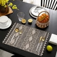 thumbnail image 3 of Boho Black and White Ethnic Pattern Summer Placemats Table Placemats Set Of 6-Linen Kitchen Washable Placemats Table Mats 11.8"x17.7" Non-Slip Heat Resistant, 3 of 5