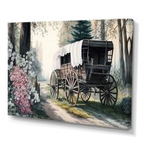 Designart Flower Old Cottage Caravan II Canvas Wall Art