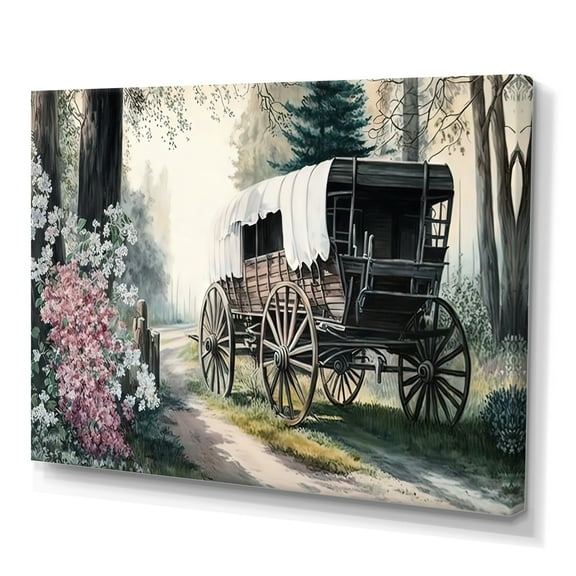 Designart Flower Old Cottage Caravan II Canvas Wall Art