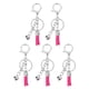 thumbnail image 1 of Llaveros de borlas Uxcell de 5 paquetes, anillos de llavero de borlas de 4" con campana para llaves, billeteras y bolsos, rojo rosa, 1 of 7