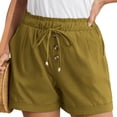 thumbnail image 5 of Sweat Shorts Women, Audhol Womens Casual Wide Leg Shorts Drawstring Elastic Waist Summer Trendy Trouser Short with Pockets Cotton Shorts for Woman Khaki L, 5 of 5