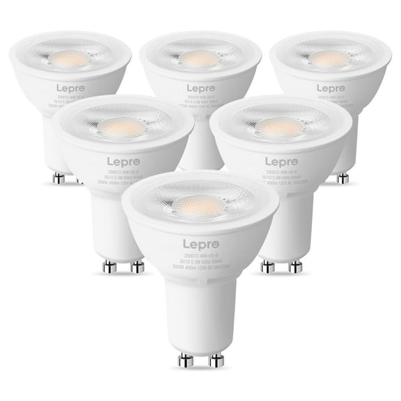 Lepro GU10 LED Bulb Dimmable, 3000K Warm White 5.5W 50W Equivalent Spot Light Bulb for Recessed Track Lighting, Kitchen Living Room & Bedroom, 6 Pack