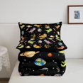 thumbnail image 5 of Manfei Space Astronaut Dino Animals Full Size Comforter Sets,Neon Stars Bedding Comforter Set,Black Yellow,Black Reversible,3pcs,1 Comforter and 2 Pillowcases, 5 of 7