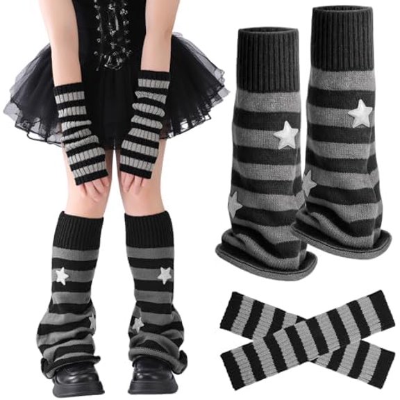 Y2K Leg Warmers for Women, Star Arm Warmers Streetwear Leg Cover Retro Stretchy Dance Accessories
