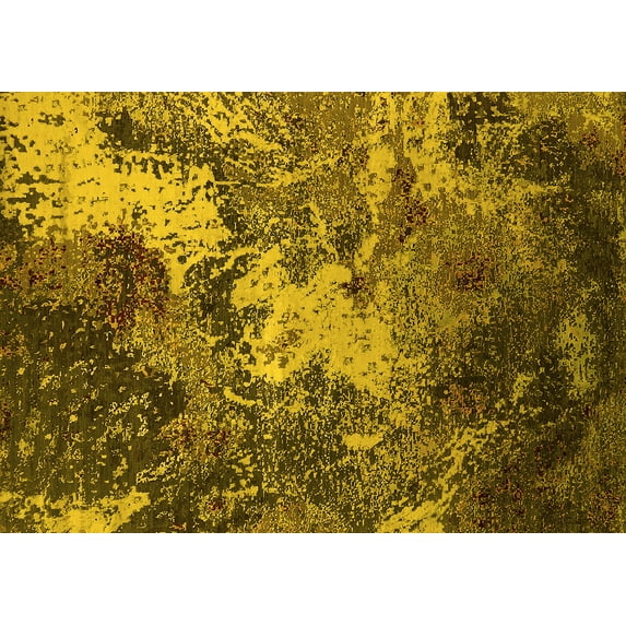 Ahgly Company Machine Washable Indoor Rectangle Oriental Yellow Industrial Area Rugs, 6' x 9'