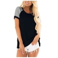 thumbnail image 2 of Teissuly Fashion Women's Summer Round Neck Colorblock Short Sleeve Pullover T-Shirt, 2 of 9