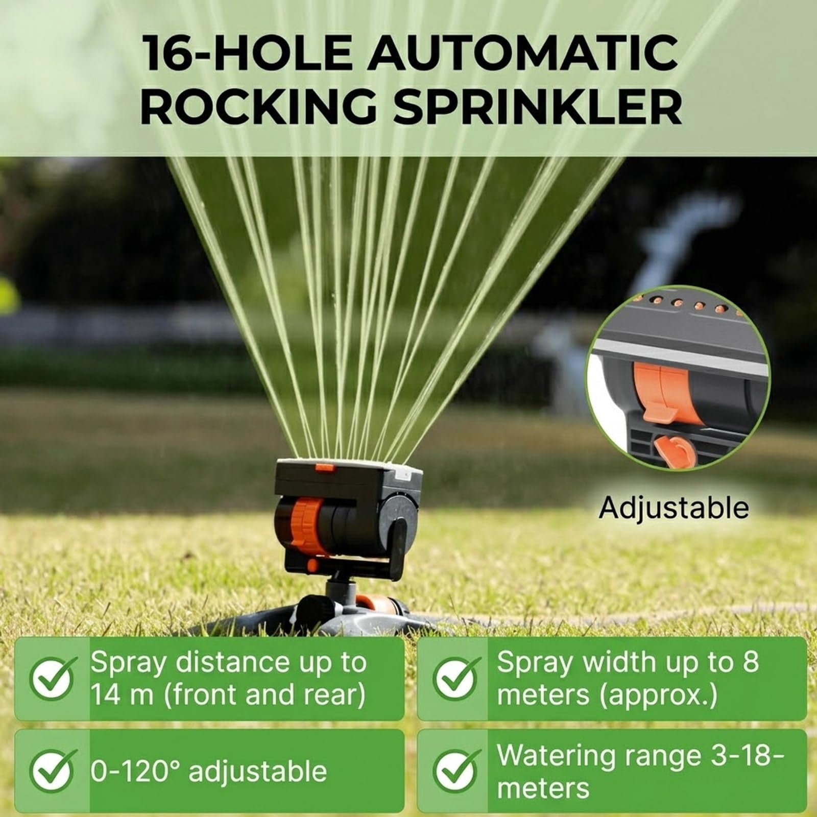 2026 New 16-Nozzle Oscillating Sprinkler with Dual-Zone Sprinkler Water Timer, Upgraded Heavy Duty Yard Irrigation, Adjustable Rotating Lawn Coverage Tool, Outdoor Plants Automatic Watering