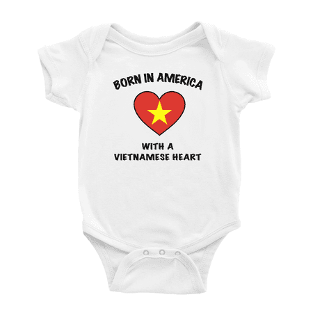 

Born In America With A Vietnamese Heart Cute Baby Clothing Bodysuits For Boy Girl
