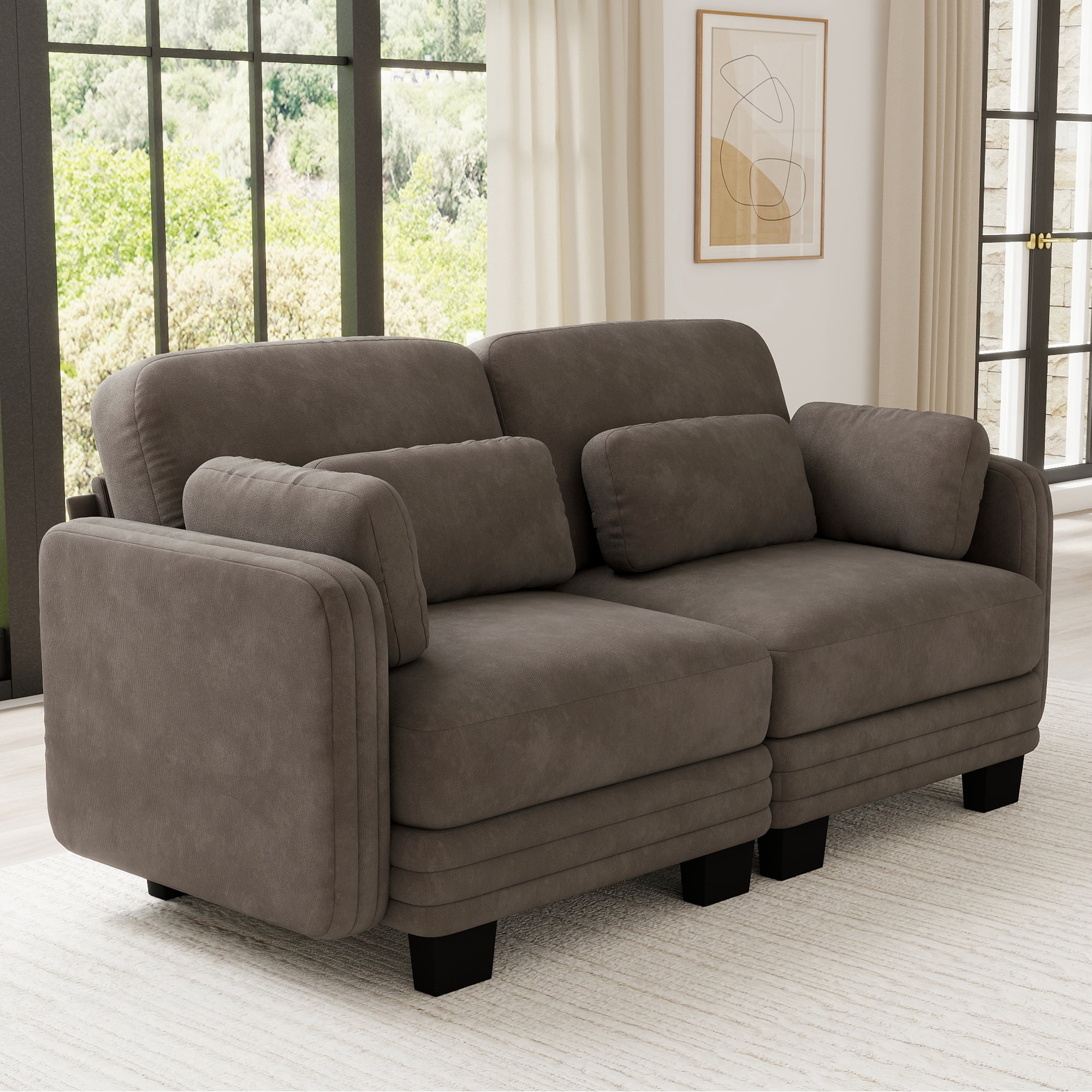 70" Modern Modular 2 Seater Loveseat Sofa Couch with 4 Pillows