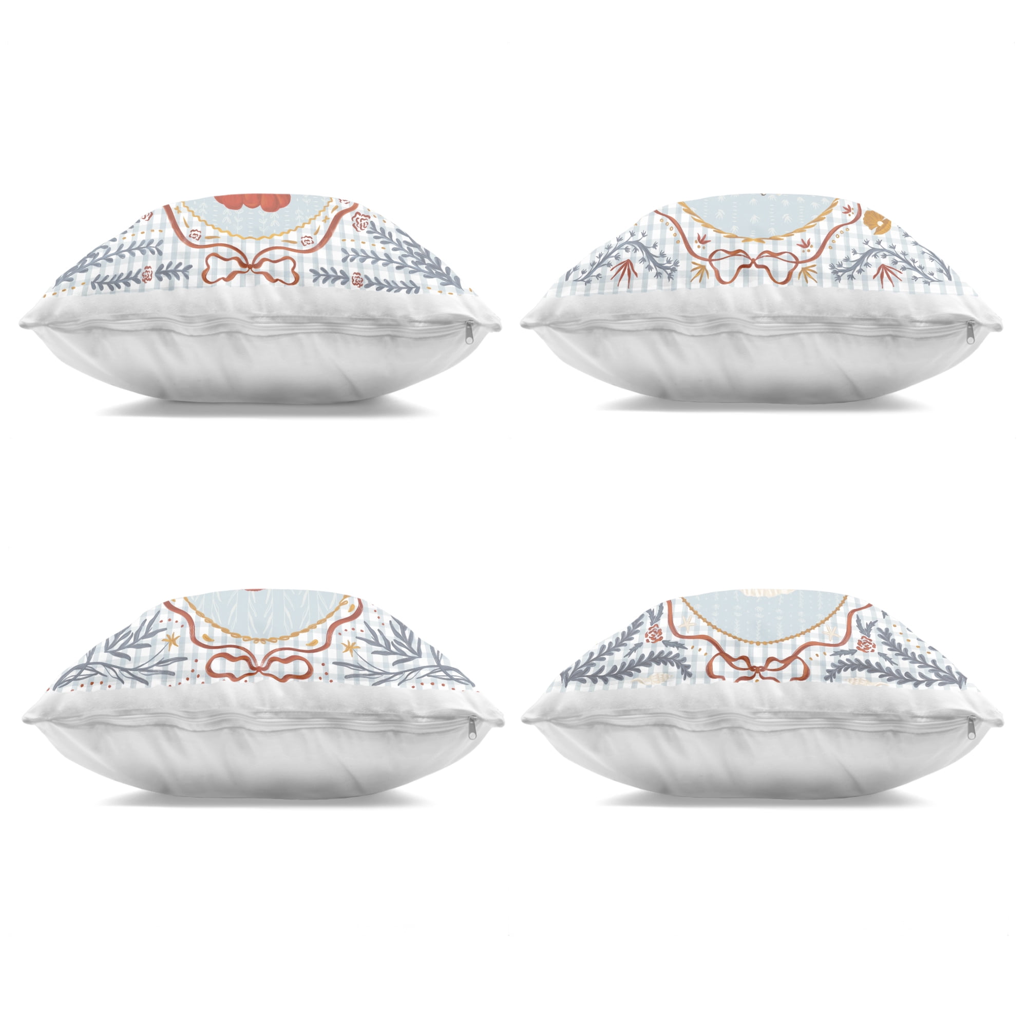 Stupell Industries Sea Creatures on Blue Gingham 4 Piece Decorative Printed Throw Pillow Set, design by Vero Illustrates, 18 x 7 x 18