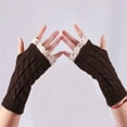 thumbnail image 4 of AWZXDE Knitted Mittens Lace Casual Fingerless Half Gloves for Women - Stylish and Versatile Knit Solid Gloves Brown,A, 4 of 6