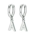 thumbnail image 2 of GKNET 925 Silver Hoop Huggie Earrings 26 Letter Dangle Women DIY Earrings-C, 2 of 6