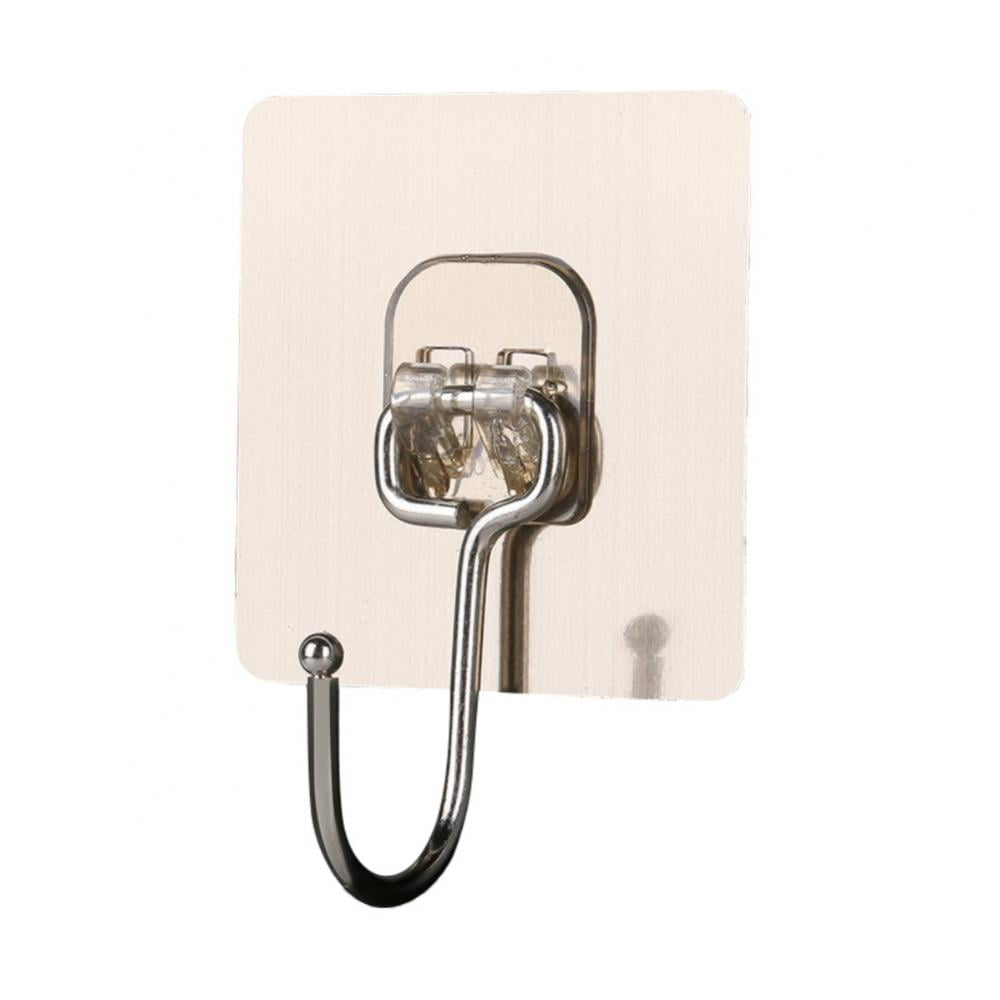 Large Hooks for Hanging Heavy-Duty 44Ib(Max) 10 Packs, Wall Hangers Without Nails Self-Adhesive Traceless Clear and Removable, Waterproof and Rustproo