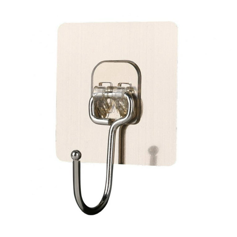 Adhesive Hooks for Hanging Heavy-Duty 44Ib(Max) 10 Pcs, Wall Hangers Without Nails Self-Adhesive Traceless Clear and Removable, Waterproof and