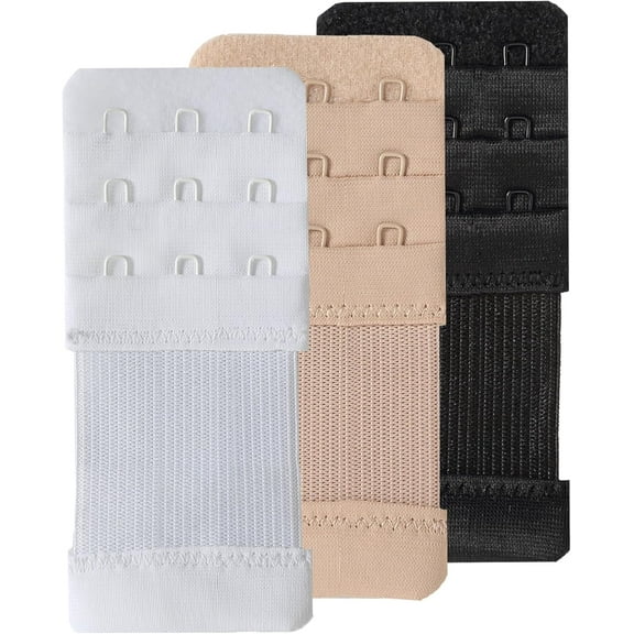 Women's Bra Extenders 3 Hook 1/2" Spacing, Multicolor, Soft Stretchy Back Bra Extension Strap