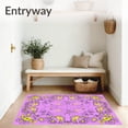 thumbnail image 3 of ODIKA 6'x9' Machine Washable Non-Slip Area Rug, Nature Symphony with Dancing Wildlife and Blooming Flower High Traffic Rug, Purple, 725498, 3 of 7