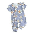thumbnail image 1 of FAROOT Combinaison pour Bébé Fille, Manches Courtes, Col Ras du Cou, Imprimé Floral, Fermeture Éclair, Barboteuse Décontractée, 1 of 9