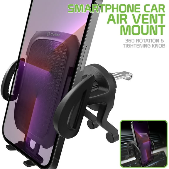 Cellet Air Vent Phone Holder Mount with Auto touch Release Arms and 360 Degree Rotation Compatible with Apple iPhone, Samsung Galaxy, Google Pixel & more