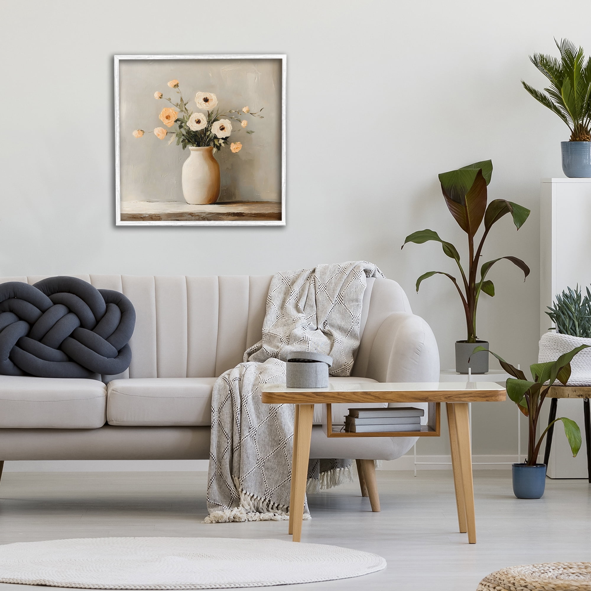 Stupell Industries Simple Floral Vase in Pastels White Framed Giclee Art, design by Creative Studio