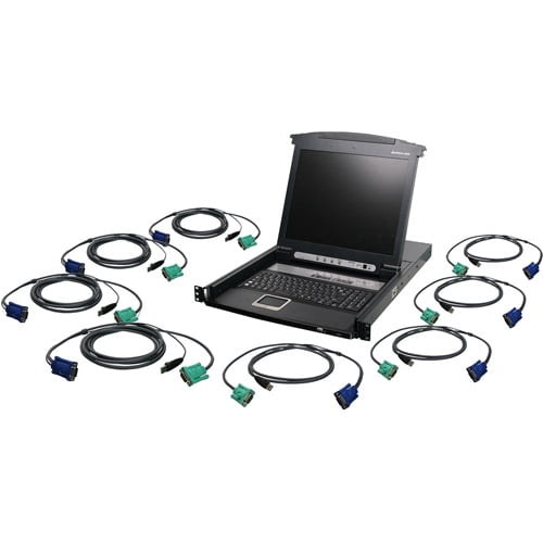 Iogear 8-Port LCD Combo KVM Switch with USB KVM Cables by IOGEAR
