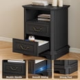 thumbnail image 5 of FANRAL Farmhouse 2 Drawers Dresser & Open Shelf,Rustic Dresser for Bedroom with Power Outlet,Chest of Drawers with Metal Handle,Wooden Dresser for Closet,Black Dresser, 5 of 6