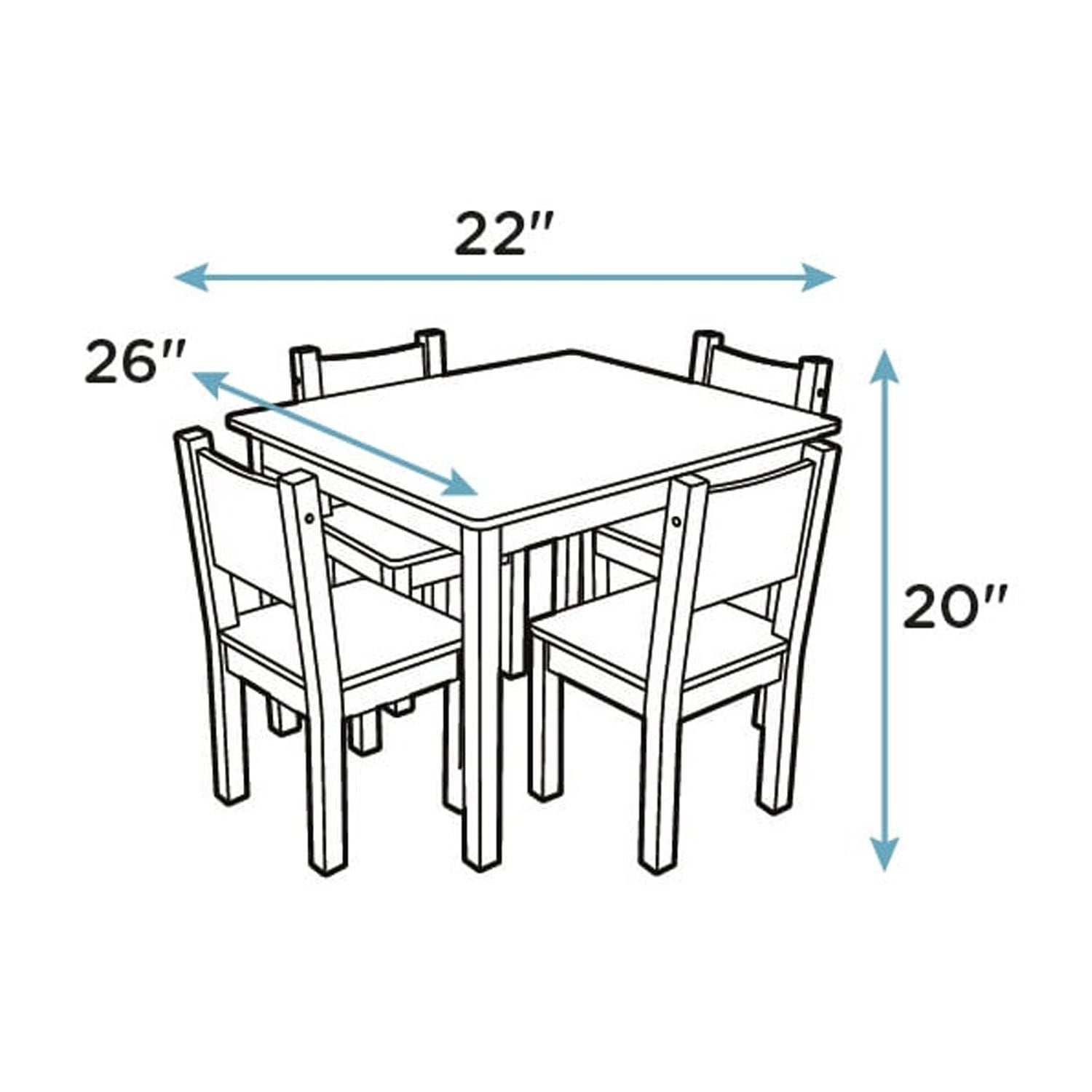 Humble Crew Inspire Kids Classic 5-Piece Lightweight, Multifunction, Portable Activity Table and Chair Set, Grey/White