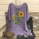 thumbnail image 2 of Camiseta de Mujer Camiseta de Manga Corta Impresión Casual Raglan Suelto de Lino Top Blusas, Cuello de la Tripulación, 2 of 4