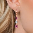 thumbnail image 3 of Gem Stone King 18K Rose Gold Plated Silver Pink Mystic Topaz 3 Stone Dangle Earrings for Women (6.60 Cttw, Gemstone Birthstone, Oval 8X6MM, 7X5MM and 6X4MM), 3 of 6