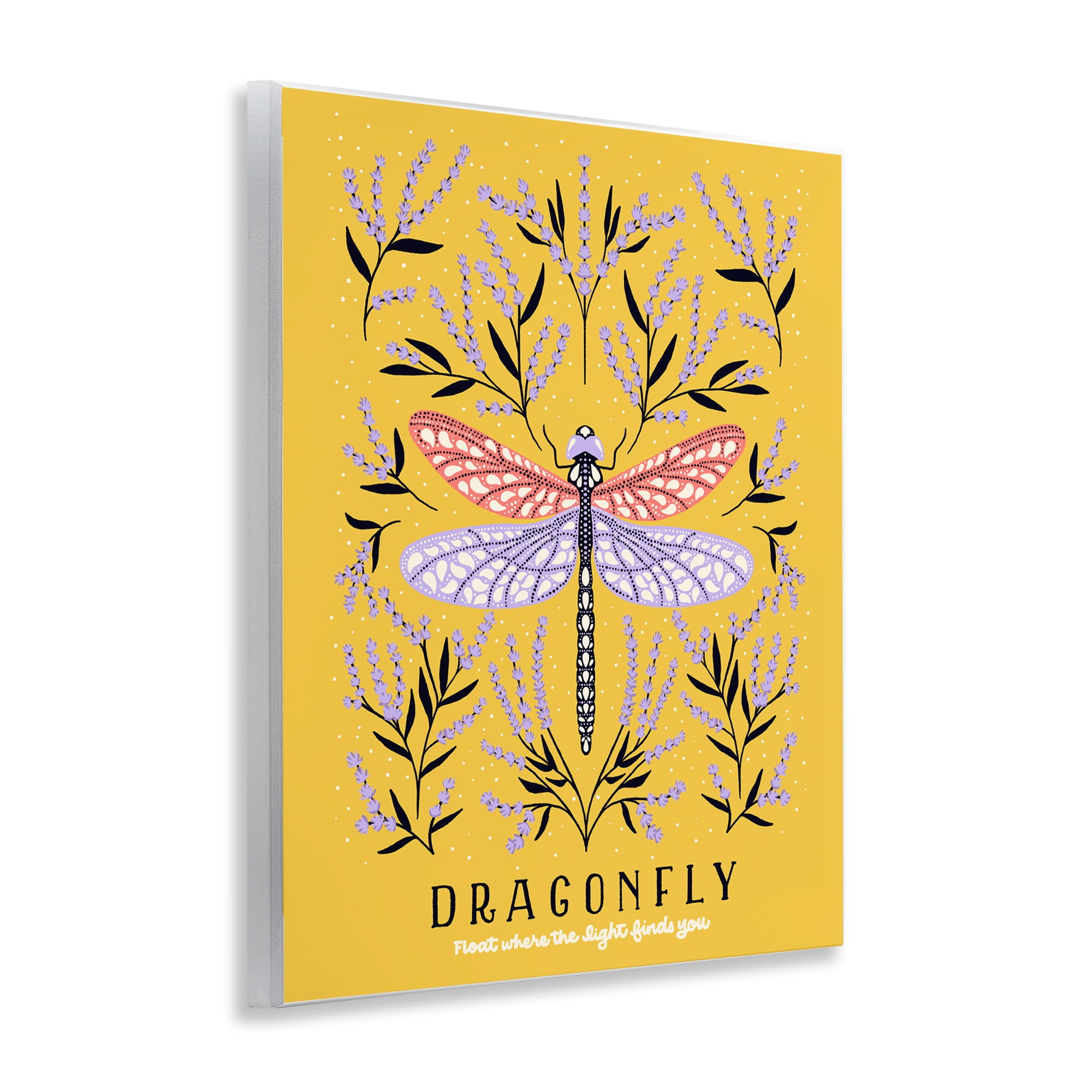 Stupell Industries Dragonfly Symmetry on Yellow Wall Plaque Art, design by Indira Prieto | IndySign