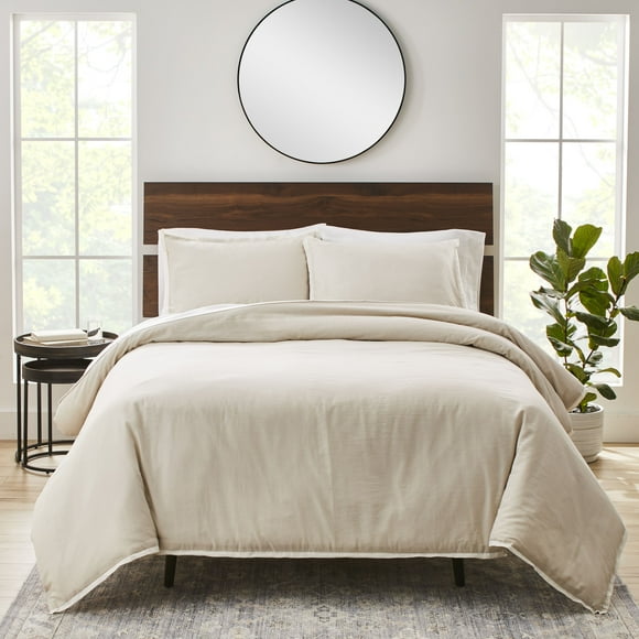 Better Homes & Gardens 3-Piece Papyrus Beige Linen Duvet Set, Adult Double/Queen