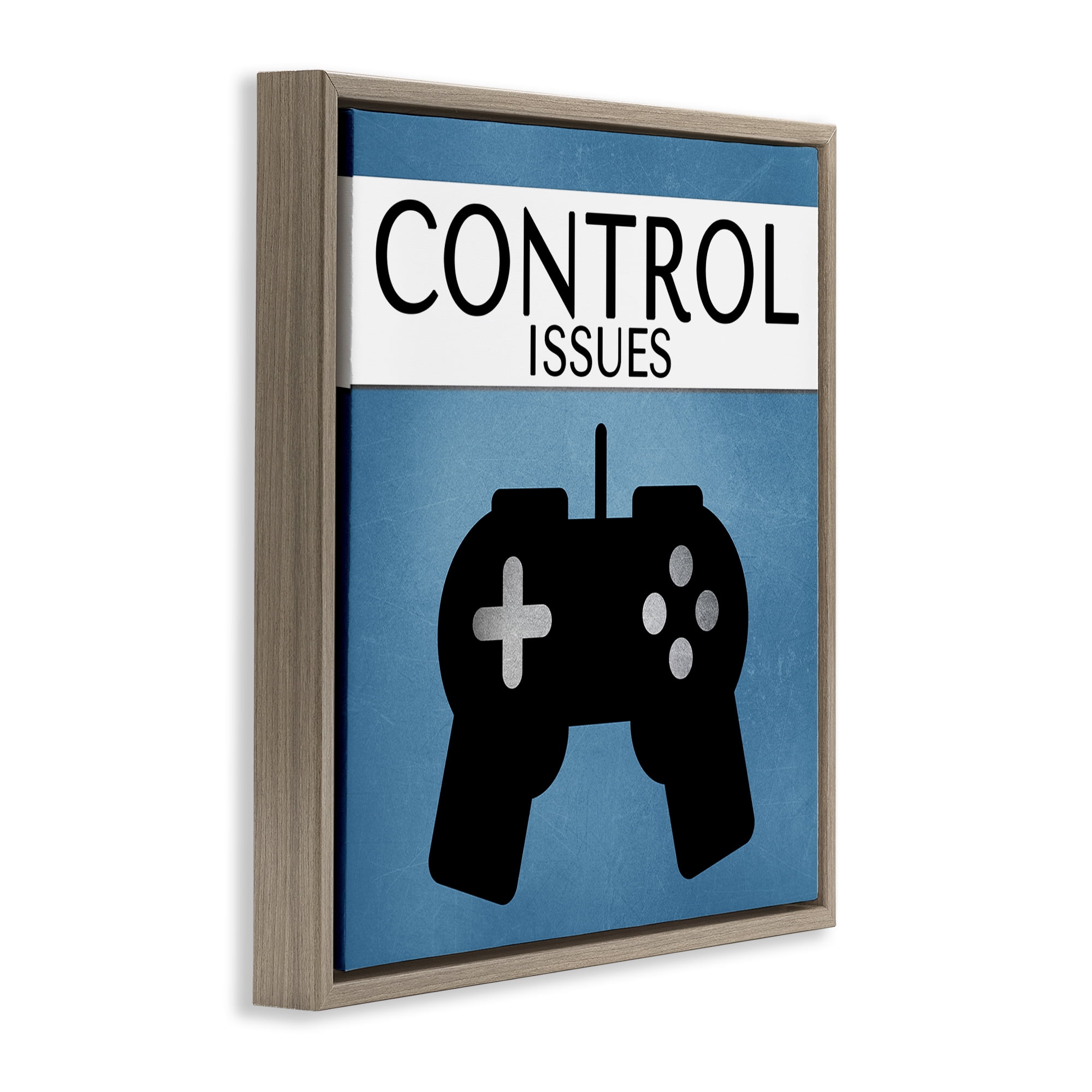 Stupell Industries Control Issues Gamer Entertainment Painting Brown Floater Framed Canvas Art Print Wall Art, 18 x 18