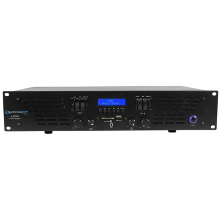 Technical Pro AX5000 5000 Watt 2 Channel 2U DJ Power Amplifier w USB, SD, (Best Dj Amplifier Reviews)