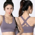thumbnail image 2 of Xfvqtps Sports Bras for Women Wireless Cross Back Padded Push up Solid Color Crop Tank Tops for Yoga Gym Fitness Purple, 2 of 5