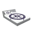 thumbnail image 2 of Ambesonne Compass Fitted Sheet & Pillow Sham Set, Sailing Navy Color, King, Dark Purple White, 2 of 2